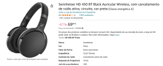 Sennheiser HD 450BT - Draadloze over-ear koptelefoon met Noise Cancelling voor €69,99 bij Amazon