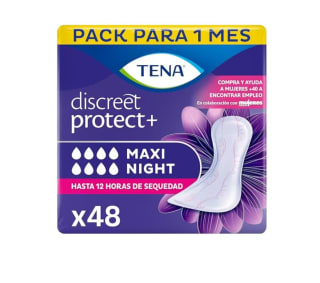 TENA Discreet Protect+ Maxi Night x48 Compresas Nocturnas para Mujeres - para perdidas de orina-Absorción con InstaDRY por solo 12,68€