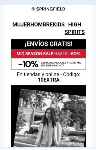Hasta -50% -10% Extra con Envío Gratis en Springfield.