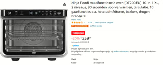 Ninja Foodi Dual Level Air Fry Oven voor €239,99 bij Amazon