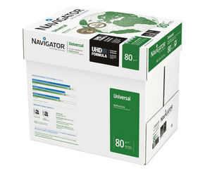 Caja de 5 Paquete de Papel de 500 Hojas de 80 Gramos DinA4 Navigator Universal Blanco