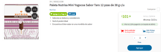 12 Paletas Nutrisa Mini Yogocoa por $101.28 en Sam´s Club