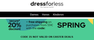 20% extra korting bij Dress for less + gratis verzending vanaf €59