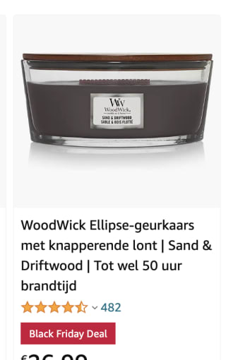 Woodwick kaarsen met korting