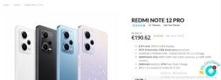 Redmi Note 12 Pro à 190,62€