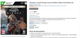 Juego Assassin's Creed Mirage Launch Edition Xbox por 18,45€