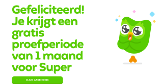 Kortingscode voor 1 maand gratis Duolingo premium