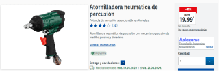 Atornilladora neumática de percusión por 19.99€