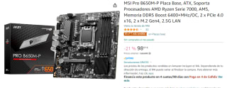 MSI Pro B650M-P Placa Base por 98,07€