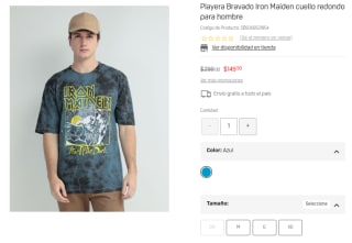 Playera Bravado Iron Maiden por $150 en Suburbia
