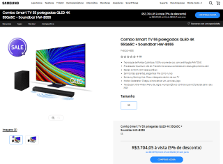 Combo de Smart TV de 55 polegadas e Soundbar HW-B555 da Samsung - R$ 3.704,05