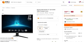 Monitor MSI G27C3F 27" LED FullHD 180Hz Freesync Curvo por 139€