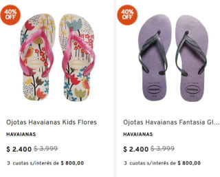 Descuento hasta 40% en Havaianas en Sportline