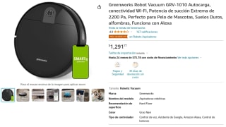 Amazon: Robot Aspiradora GRV-1010 Autocarga, Potencia de succion de 2200 Pa, Perfecto para Suelos Duros, alfombras, Funciona con Alexa