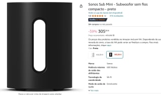 Sonos sub mini zwart voor €305 bij Amazon