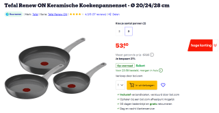 Tefal Renew ON keramische koekenpannenset (20/24/28 cm) voor €53,40