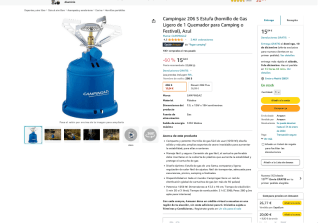 Campingaz Hornillo de Gas Ligero de 1 Quemador Azul por 15€