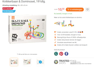 50% korting op Knikkerbaan & Dominoset, 191dlg. bij Lobbes