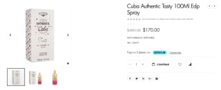 Descuento Ufra: Cuba Authentic Tasty Perfume 100ml por $170