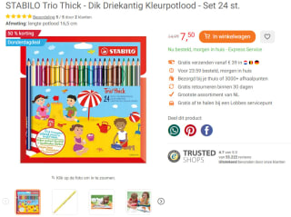 STABILO Trio Thick - Dik Driekantig Kleurpotlood - Set 24 st. voor €7,50 bij Lobbes
