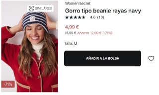 Gorro tipo beanie de rayas navy por 4.99€