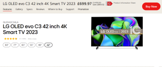 LG OLED evo C3 42-Inch 4K Smart TV (2023) – £699.97