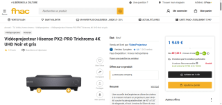 Vidéoprojecteur Ultra courte focale Hisense PX2 - 4K UHD à 1949 €