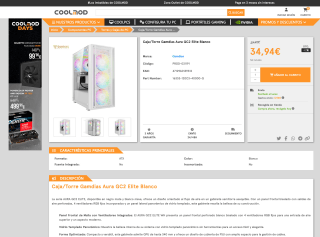 Caja PC ATX Gamdias Aura GC2 Elite Blanco por 34,94€