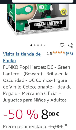 Funko Pop Heroes DC Green Lantern por 8€.