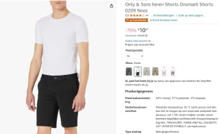 Only & Sons heren Shorts zwart voor €10,41 bij Amazon