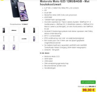 Motorola Moto G23 4/128GB voor €99 bij Proshop