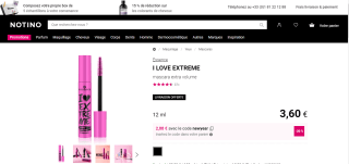 Mascara extra volume I LOVE EXTRÊME - 12ml à 2,88€