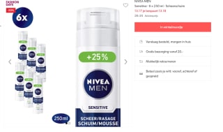 NIVEA MEN Sensitive Scheerschuim - 6 x 200 ml - Voordeelverpakking voor €13,17 bij Wehkamp