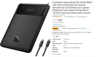 Powerbank Laptop Baseus PD 100 W 20000 mAh USB C voor €49 bij Amazon