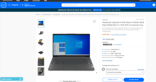 Notebook Lenovo Ideapad 5 AMD Ryzen 5 5500U 8GB RAM 512GB SSD 14" FHD WiFi 6 Graphite Grey por $469.990