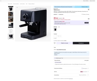 Cafetera Mellerware Espresso Koffy y BARI 1200W 15 Bar Bandeja Calientatazas por 89,99€ (Nuevos usuarios por 77,99€)