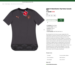 Camiseta Puma del Manchester City 2020-21 por solo 8,99€