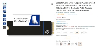 Seagate Game Drive M.2 para PS5 con unidad en estado sólido interna de 1TB por 89,99€