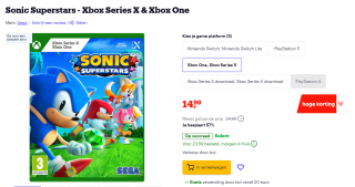 Sonic Superstars - Xbox Series X & Xbox One voor €14,99 bij Bol