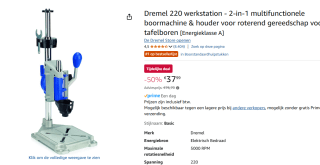 Dremel 220 Workstation - boorstandaard voor €37,99 bij Amazon
