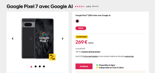 Smartphone Google Pixel 7 128Go Noir avec Google AI à 269€