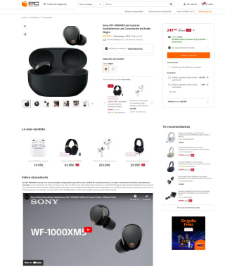 Auriculares Sony WF-1000XM5 Inalámbricos con cancelación de ruido por 199,95€