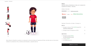 Muñeca Nancy futbolista Un día con la Selección Española de fútbol - Morena por 19,95€ (regalo revista Nancy)