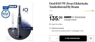 Oral-B iO 7W Zwart Elektrische Tandenborstel voor €135 bij Etos