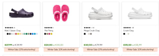 Tot 60% korting + 10% extra kassa korting tijdens de Crocs wintersale