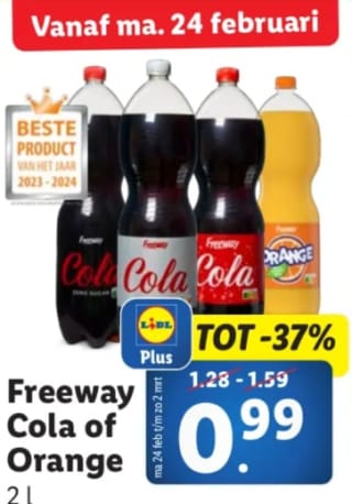 Freeway Cola en Sinas 2L voor €0,99 bij de Lidl