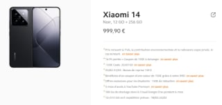 Smartphone 6.36" Xiaomi Mi 14 à 999,99€