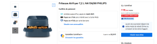 Friteuse sans huile/Airfryer Philips NA156/60 - 7,1L, 2 paniers, 2450W à 119,99€
