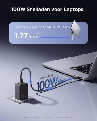 Baseus Enerfill 100W 3-poorts oplader + 100w kabel met display voor €29,99 bij Amazon