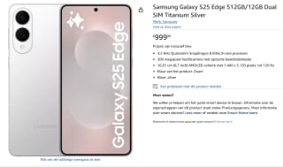 Samsung Galaxy S25 Edge, 512GB opslag Zilver voor €982,11bij Amazon